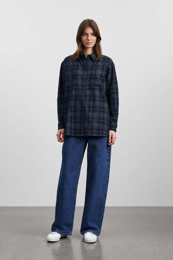 Skall Studio Edgar Shirt - Dark Navy Check | Garmentory