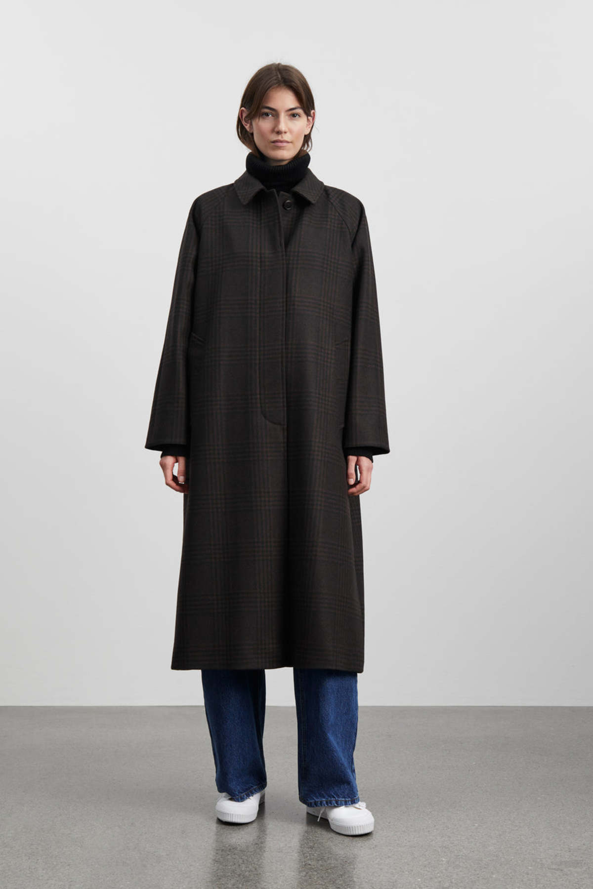 skall studio Mary Coat - Black Brown Check | Garmentory