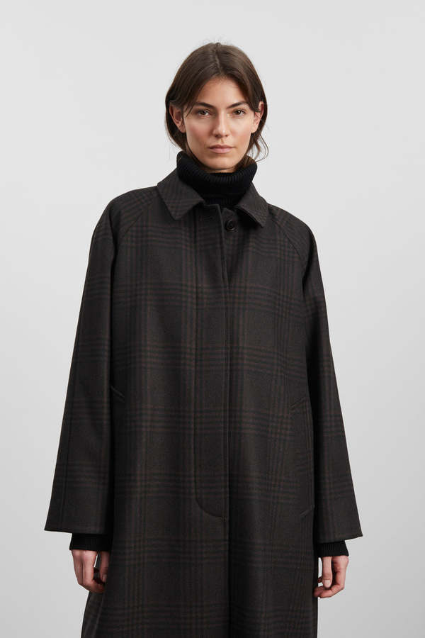 skall studio Mary Coat - Black Brown Check | Garmentory