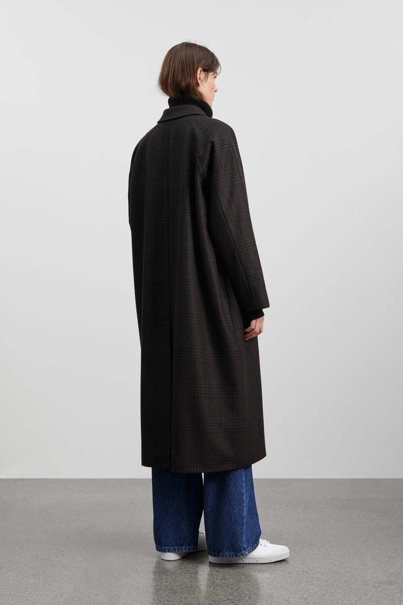 24AW　SKALL STUDIO mary coat skall studio Mary Coat - Black Brown Check | Garmentory