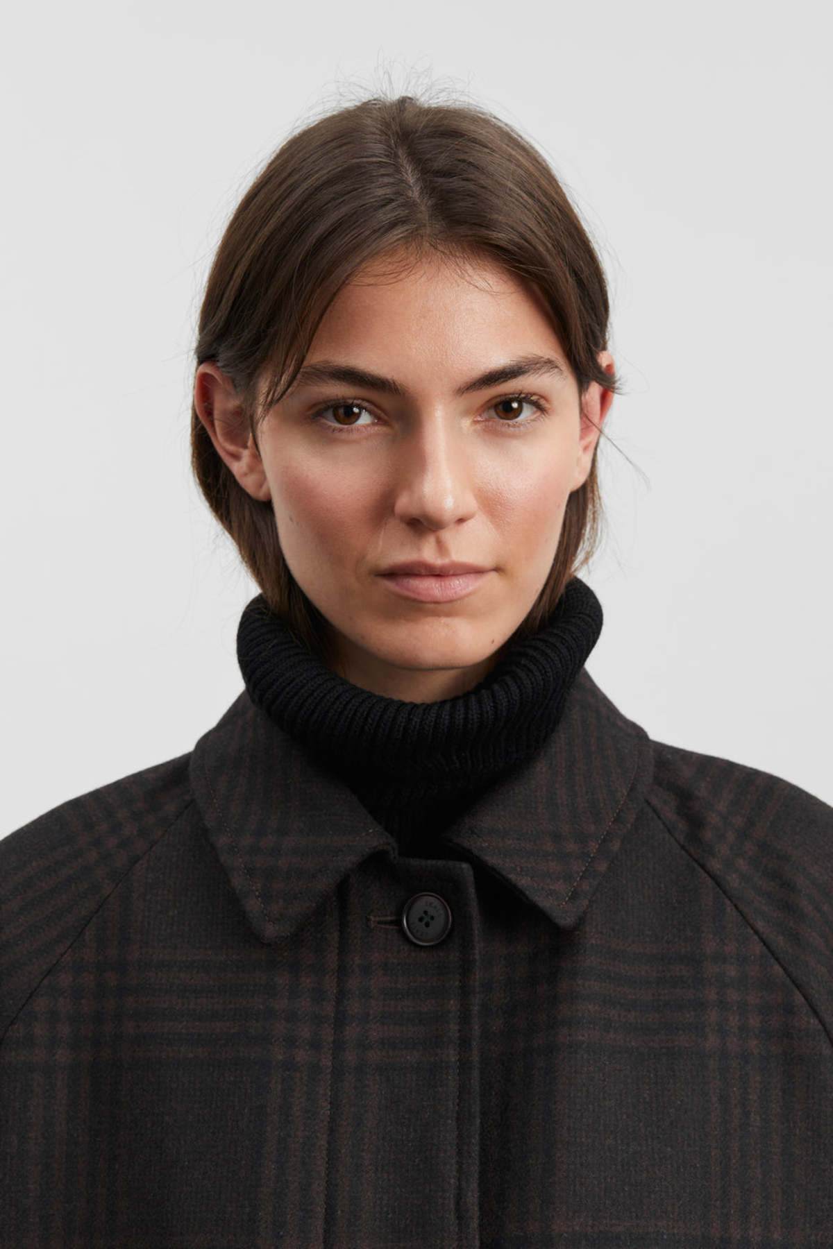 skall studio Mary Coat - Black Brown Check | Garmentory