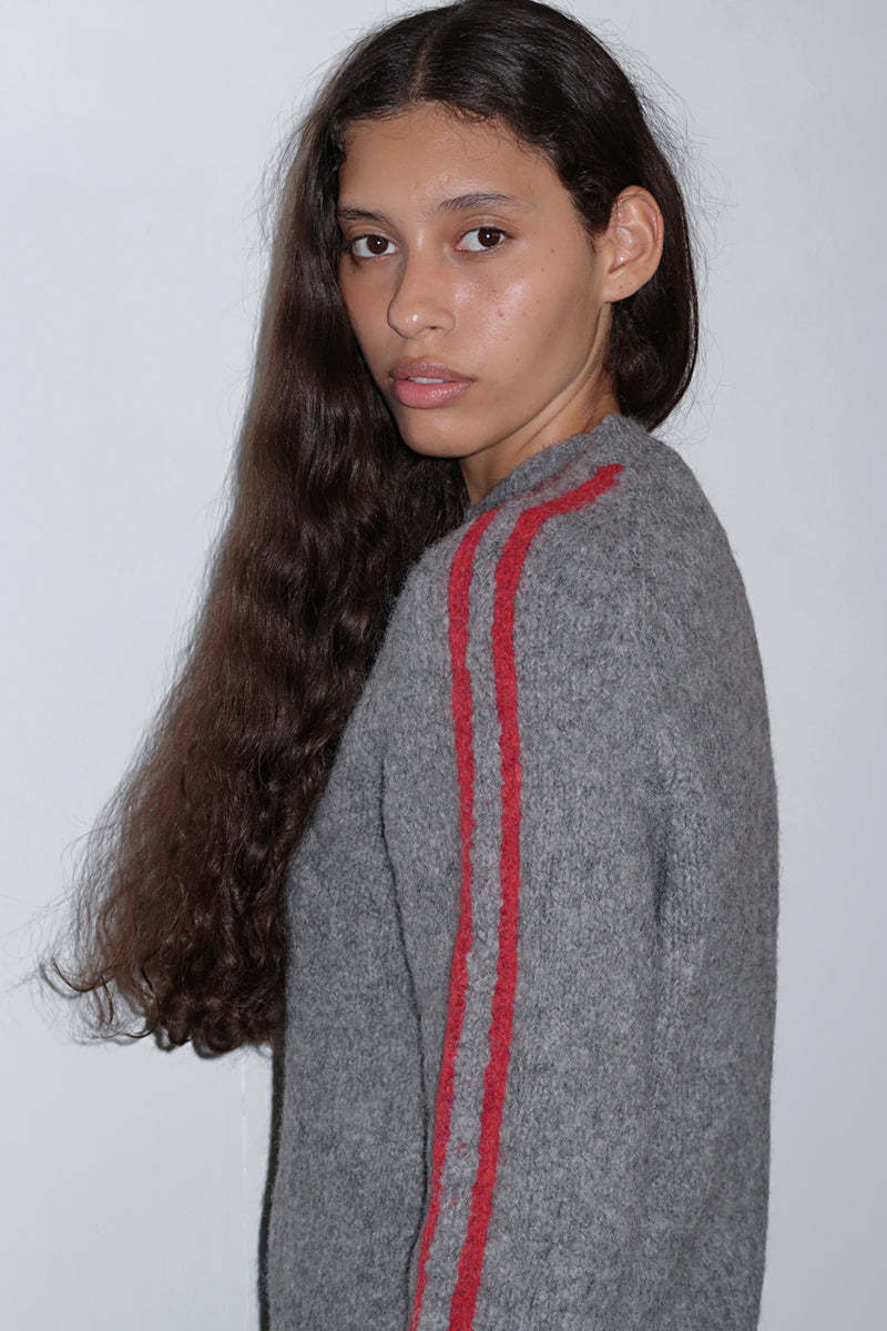 SALIMOS-Soft knitted zipper cardigan with Cheers intarsia on