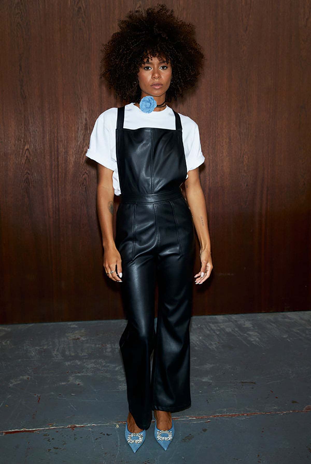 black leather dungaree dress NEVER FULLY DRESSED Vegan Dungarees - blue prom dress short