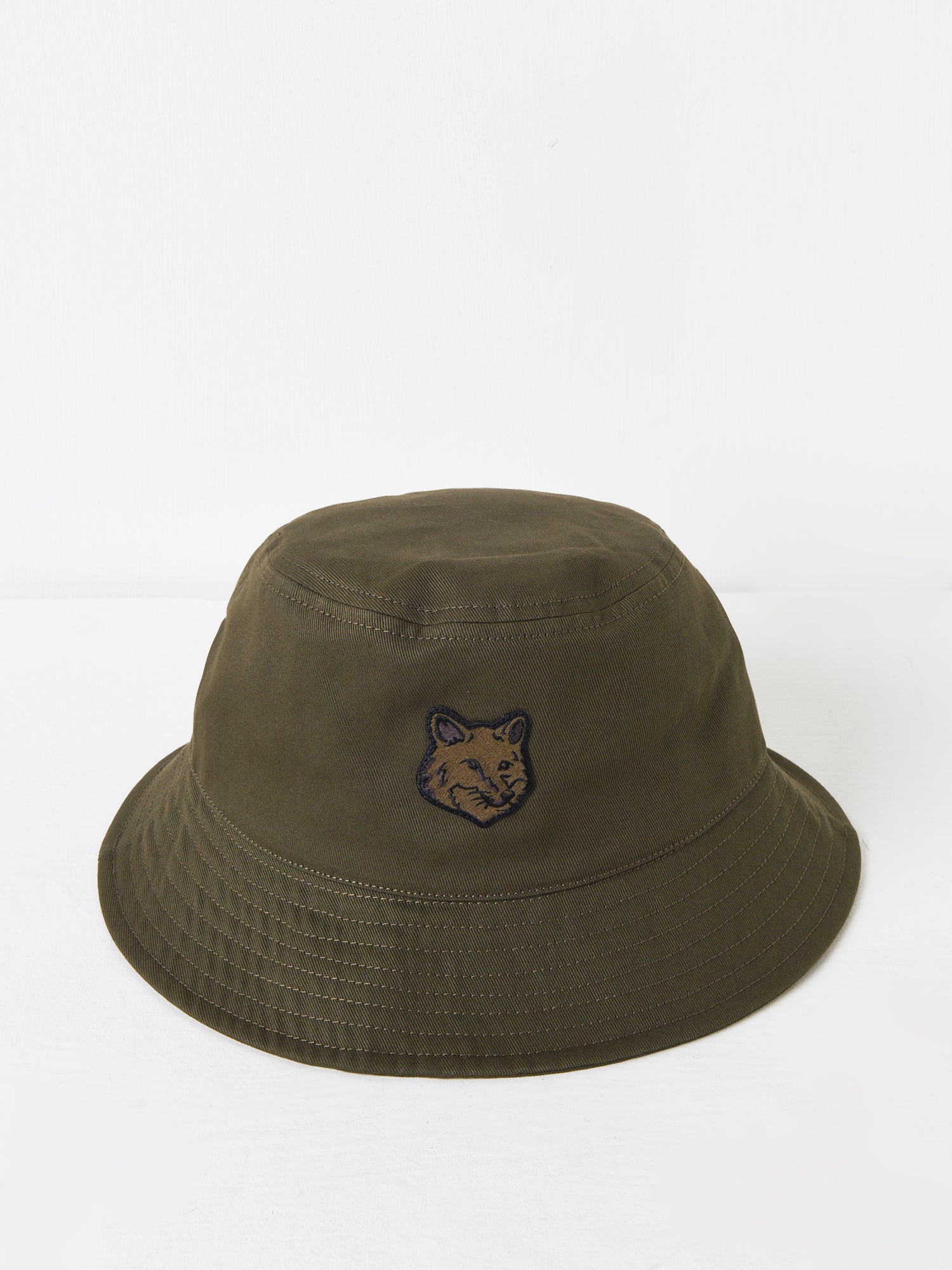【Maison Kitsune】FOX HEAD PATCH BUCKET HAT◆LM06113WW0088 Maison Kitsuné Fox Head Patch Bucket Hat - Khaki | Garmentory