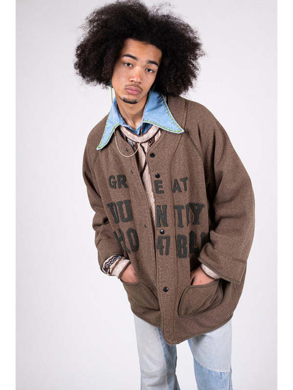 Kapital BEACH Knit GREAT KOUNTRY Baseball Cardigan - KHAKI