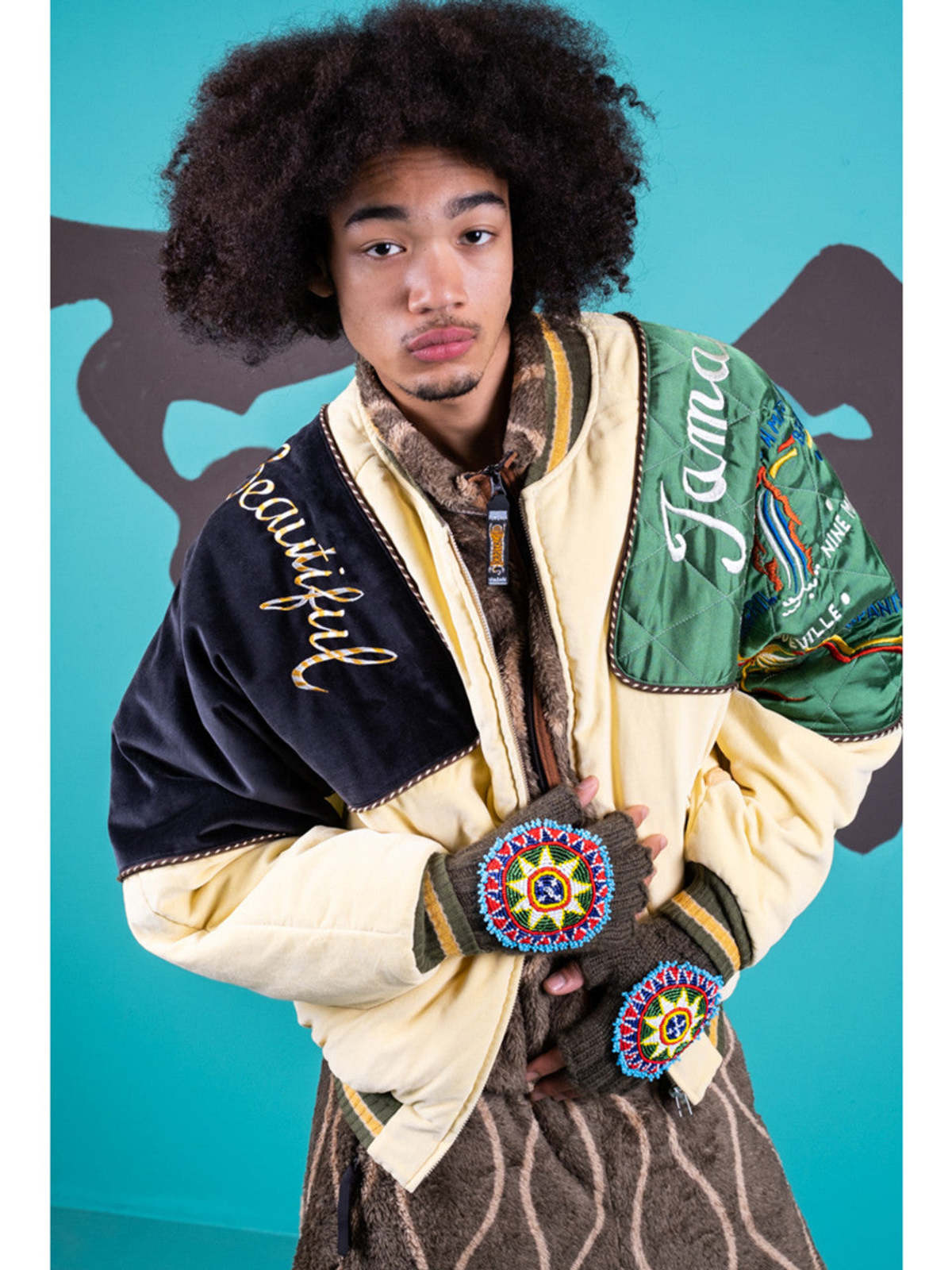 Kapital Velveteen SHAM BOMBER JKT Beautiful JAMAICA - YELLOW