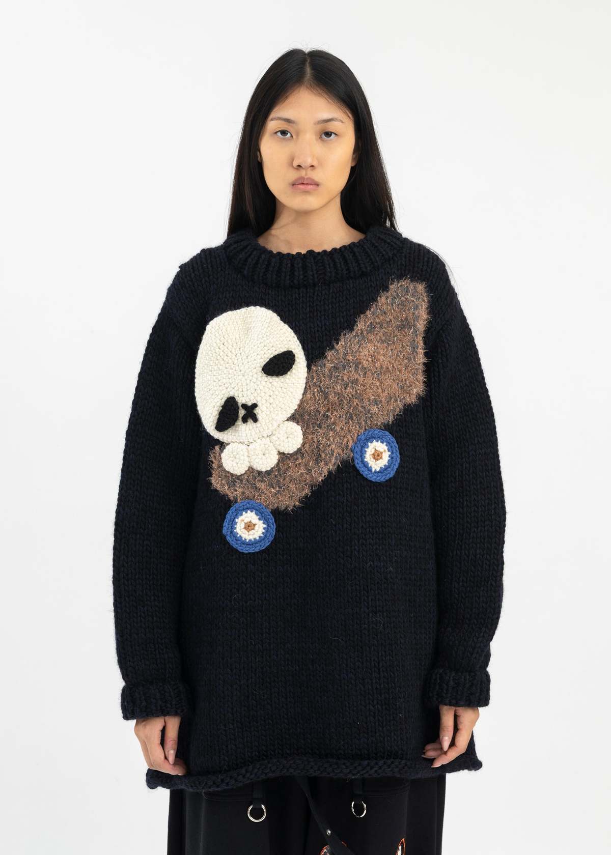 Kidill SKULL SKATE KNIT HAND KNITTED SWEATER - BLACK