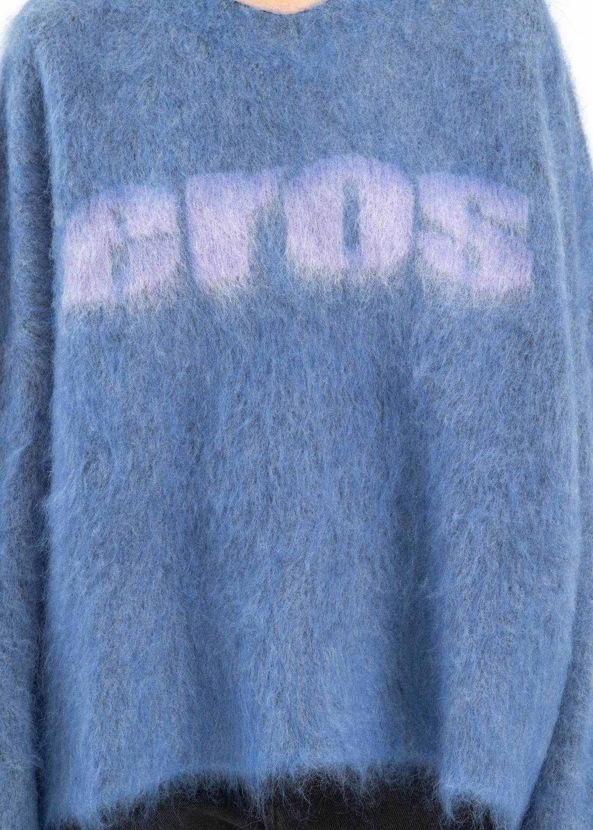 Martine Rose BRUSHED MOHAIR EROS V NECK JUMPER - BLUE/LILAC