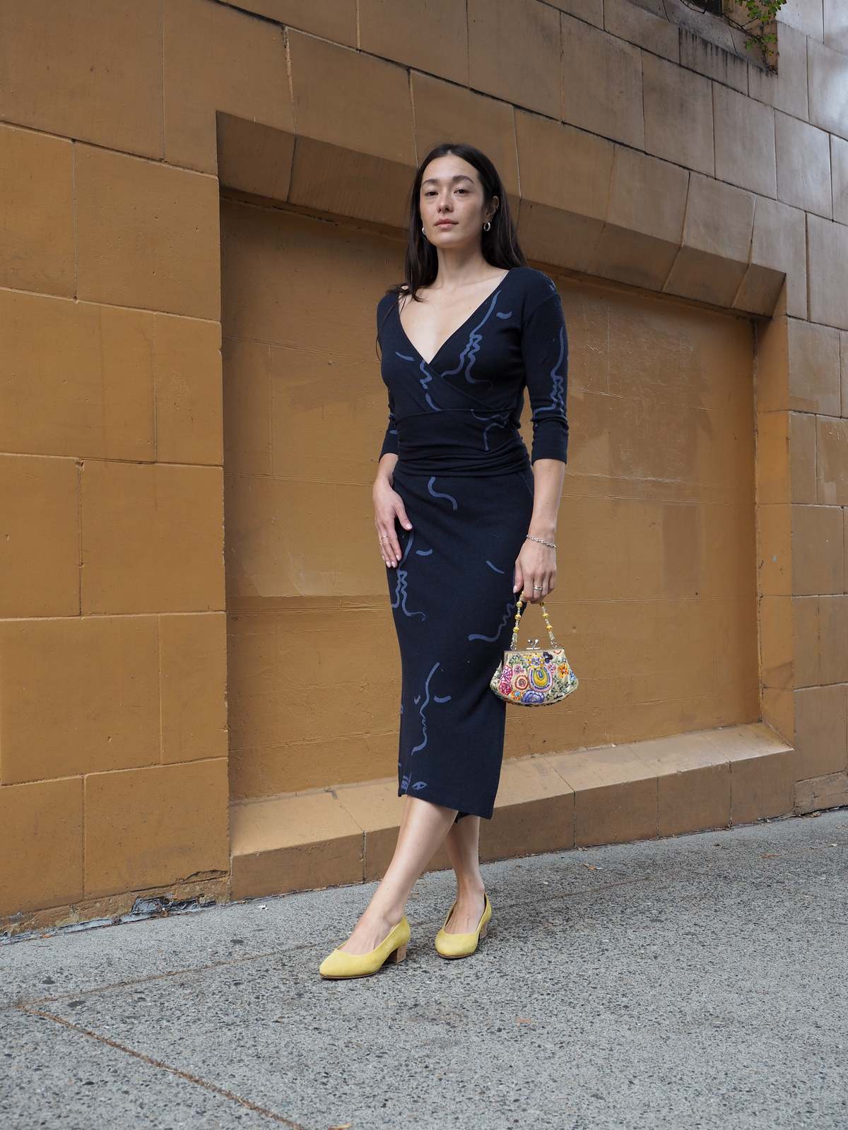 Paloma Wool Knit Wrap Dress - Dusty Blue/Light Blue | Garmentory