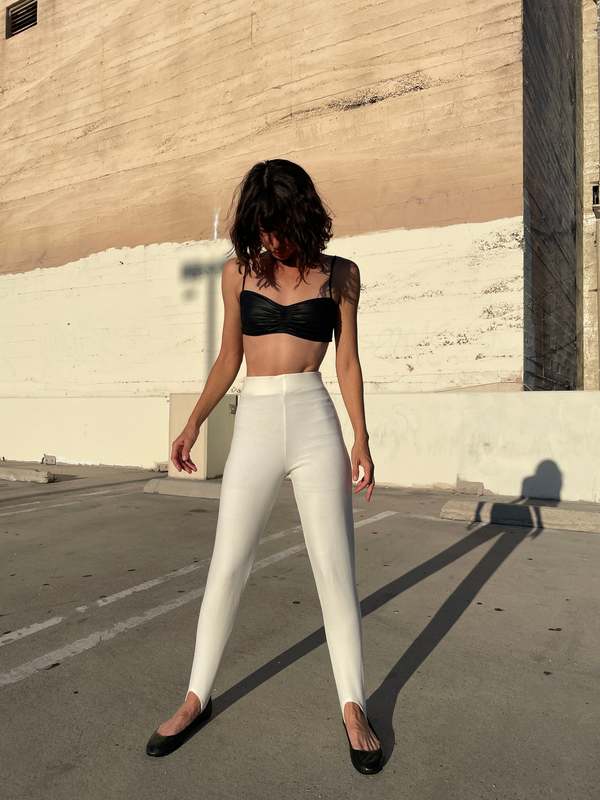 1980s Spandex Stirrup Pants - White | Garmentory