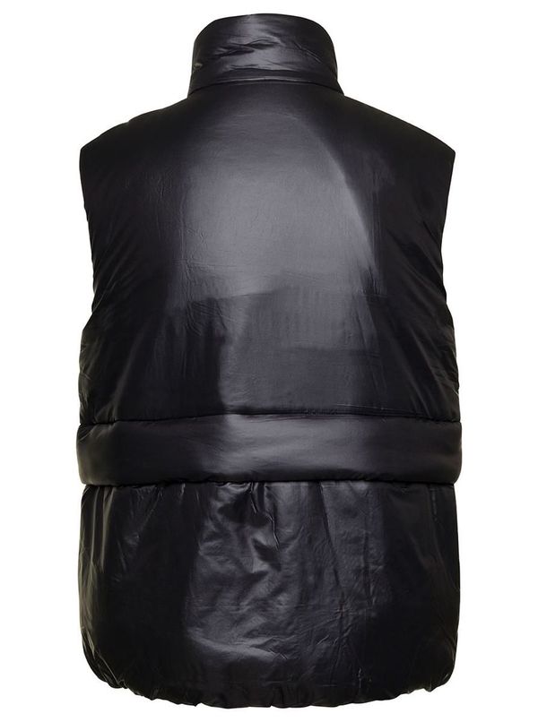 Ganni Shiny Quilt Vest - Black | Garmentory