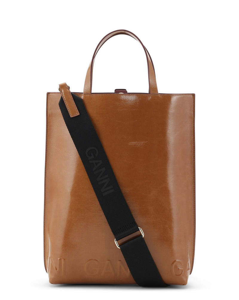Ganni Banner Medium Tote Bag - Caramel Café | Garmentory