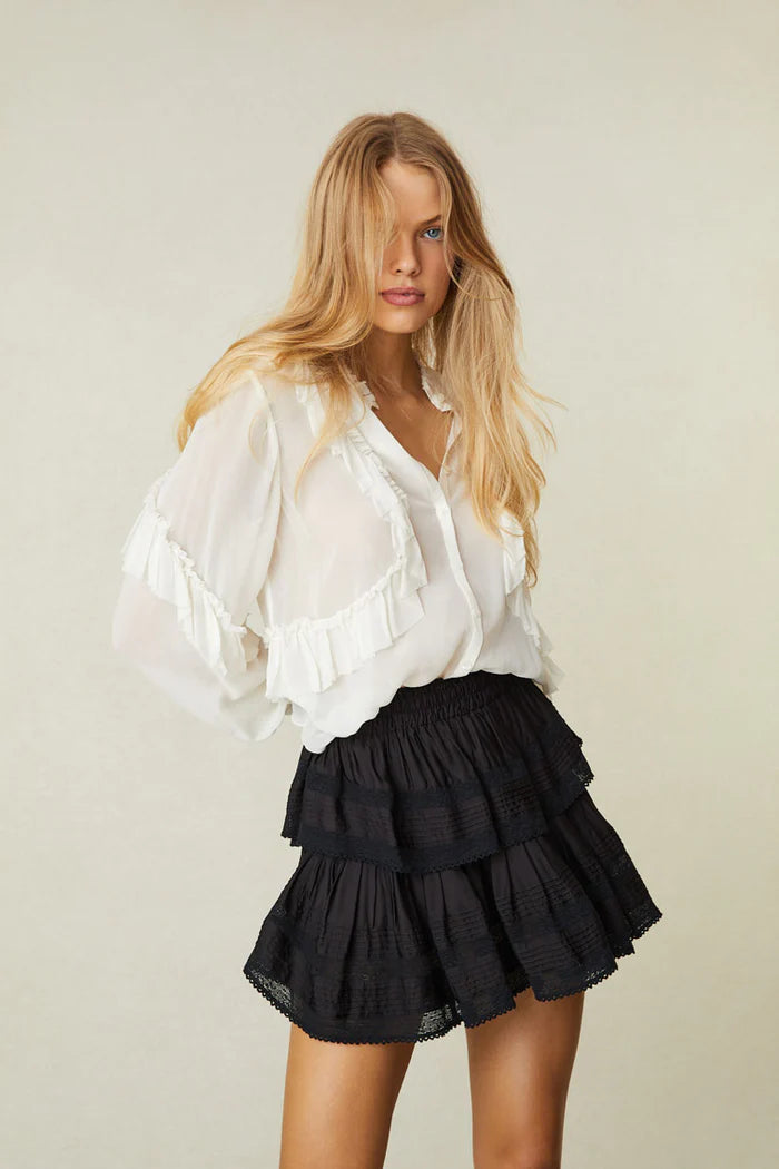 ★LOW CLASSIC★ RUFFLED MINI SKIRTBLACK LC241_SK02BK LoveShackFancy Ruffle Mini Skirt - Black | Garmentory