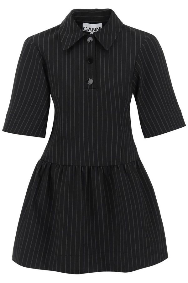 Ganni collared pinstripe mini dress on Garmentory
