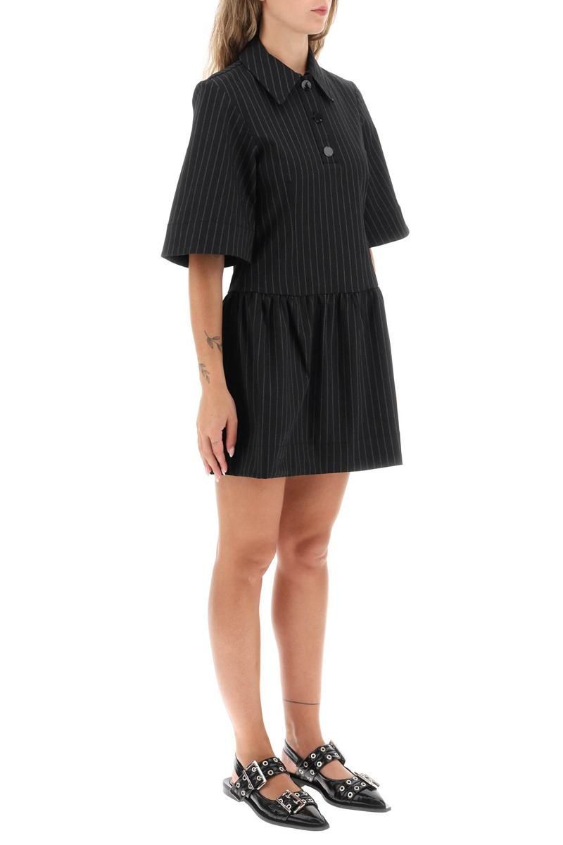 ganni pinstripe mini dress Ganni collared pinstripe mini dress