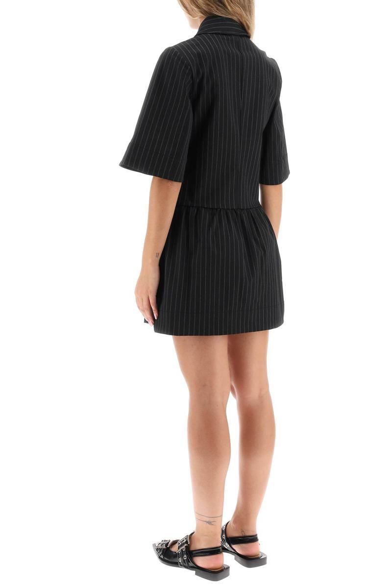 関税送料込♪GANNI/Black and White Stripe Mini Shirt Dress Ganni Black and White Stripe Mini Shirt Dress | Liberty