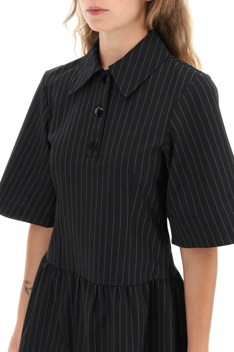 Ganni collared pinstripe mini dress | Garmentory