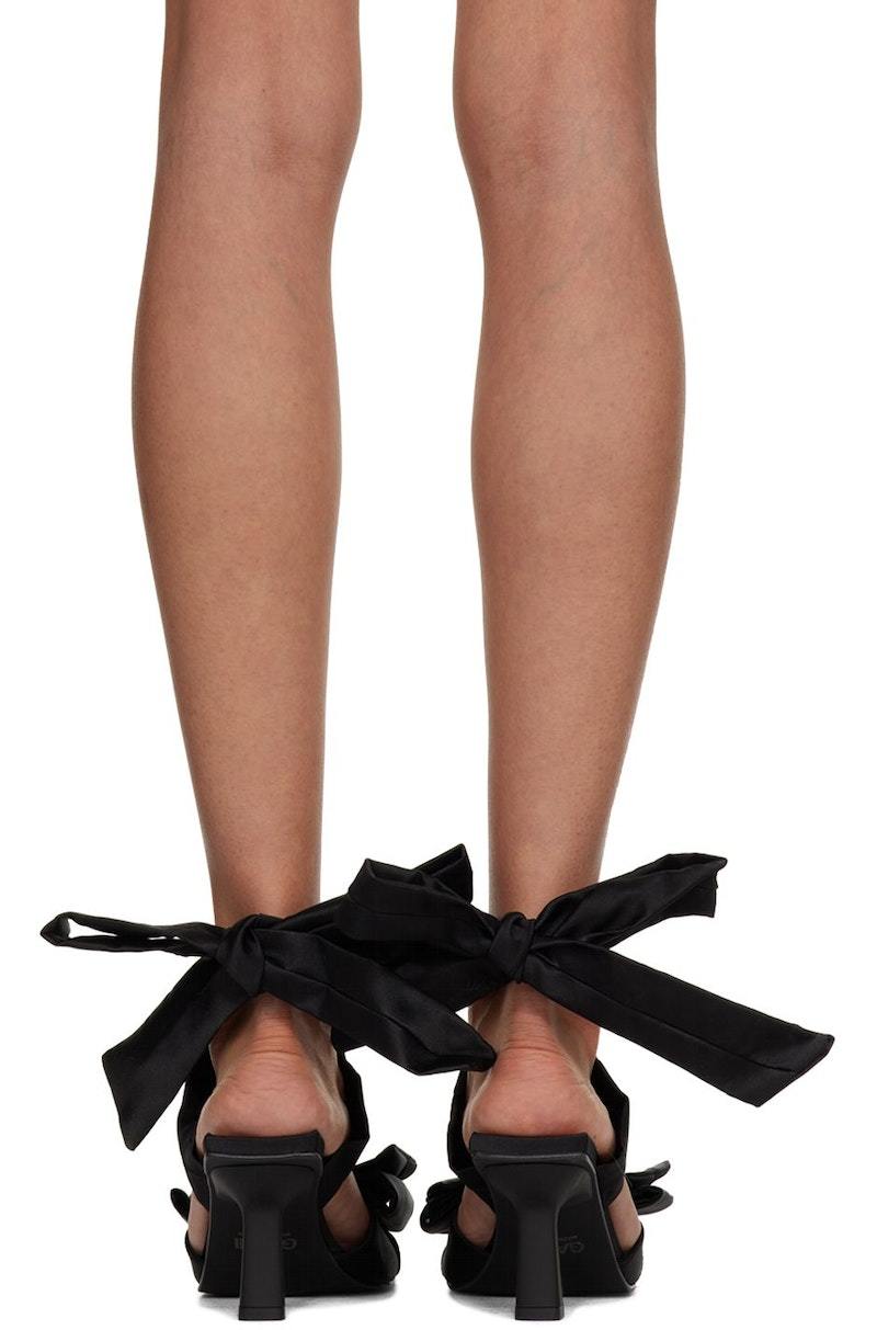 Ganni Soft Bow Heeled Sandals - Black | Garmentory