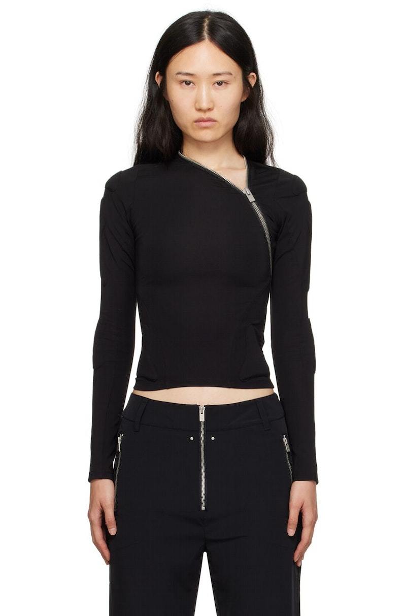 Heliot Emil Curve Long Sleeve T-Shirt - Black | Garmentory