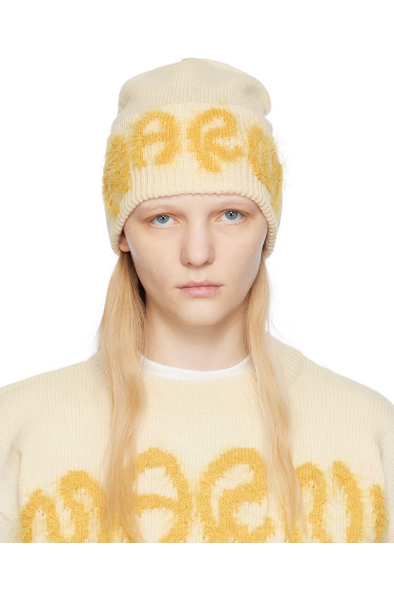Marni Off-White Intarsia Beanie - Stone White | Garmentory