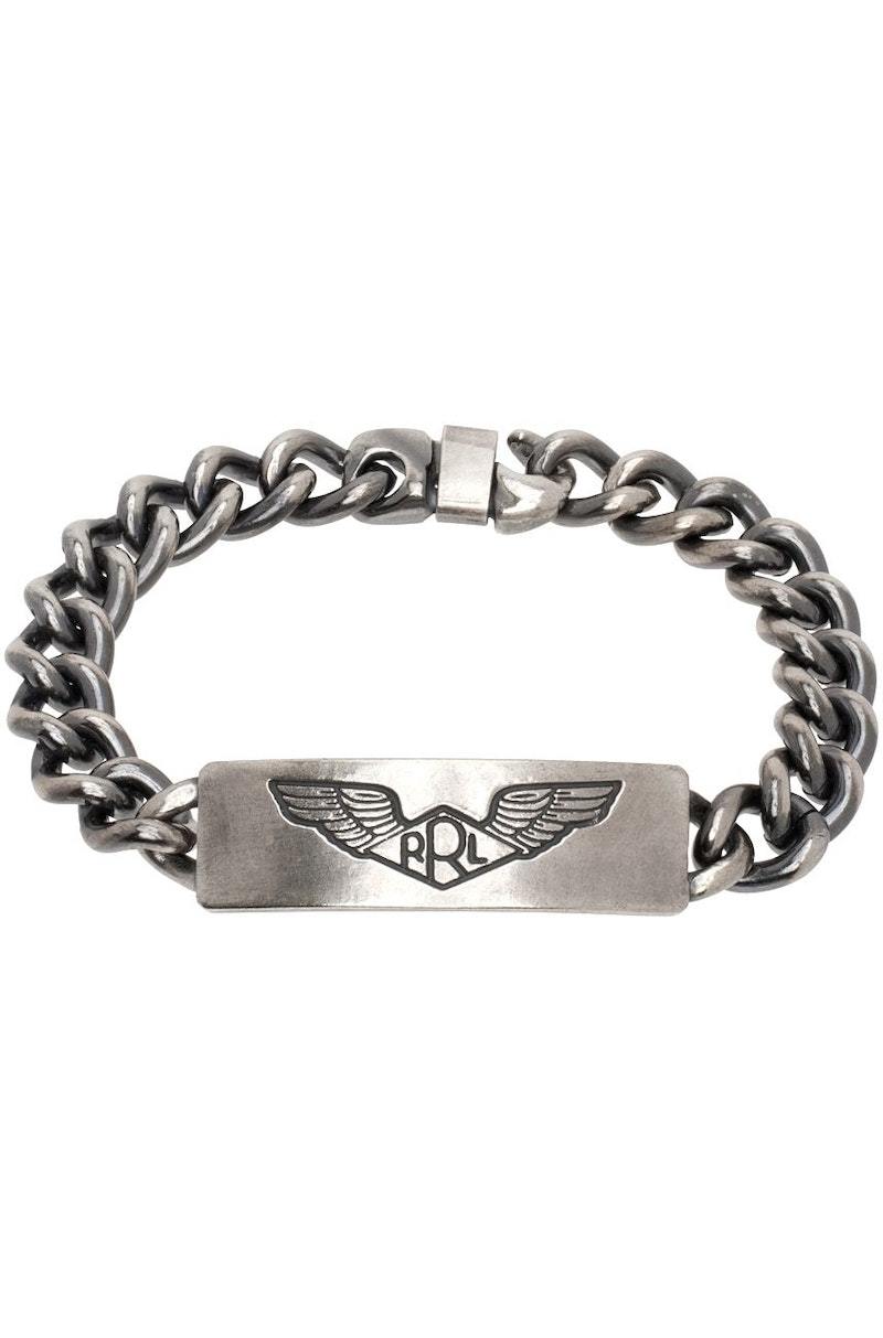 ブレスレット RRL Handmade Sterling Silver ID Bracelet Vintage Chunky Sterling Silver ID Bracelet - Etsy