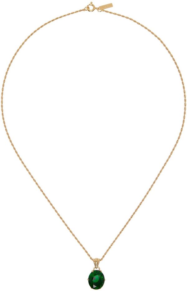 (正規店出品) ERNEST W. BAKER JW23 STONE NECKLACE OVAL GREEN Ernest W. Baker Gold Oval Stone Necklace - Green Stone