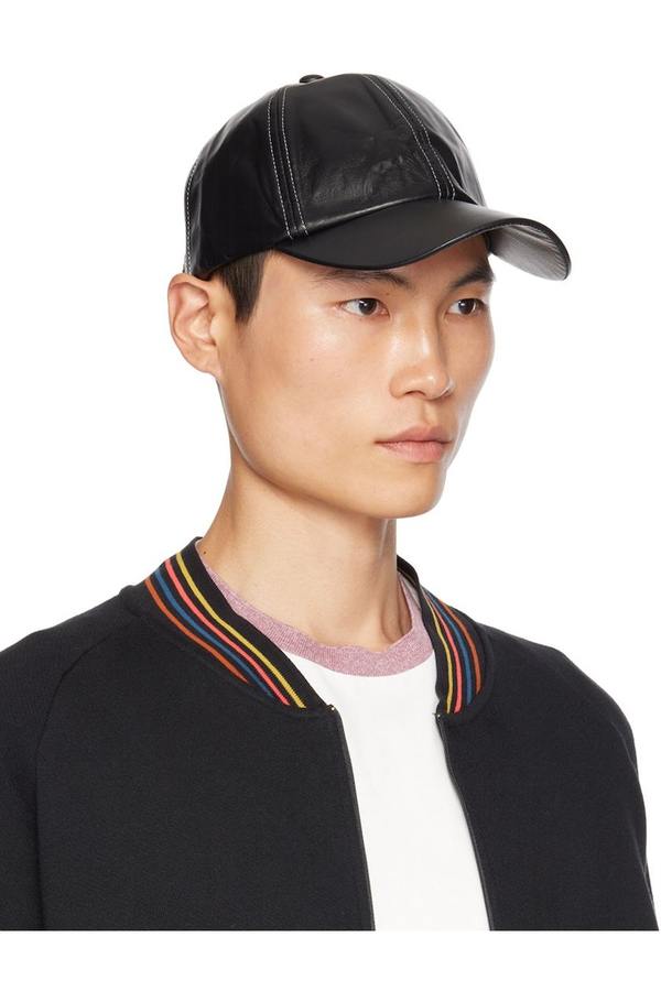 PAUL SMITH Leather Cap Black Garmentory