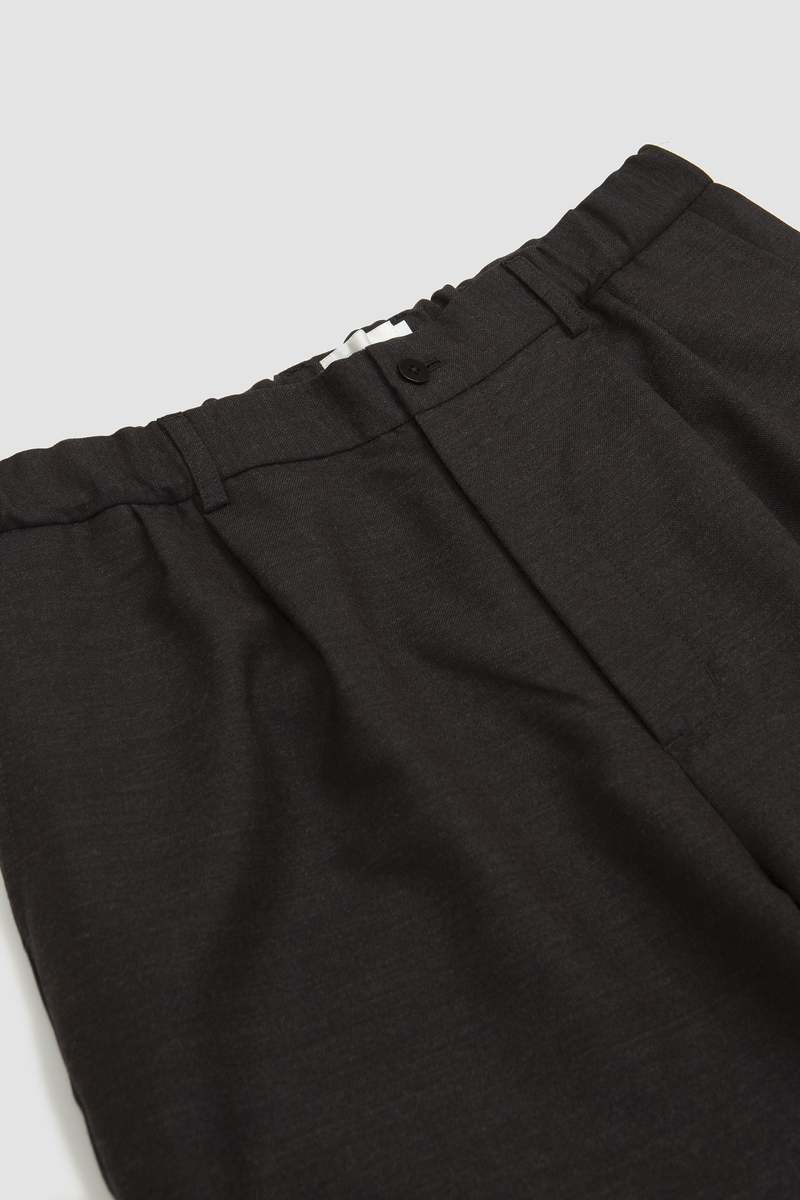Still By Hand Relaxed Wool Pants - Charcoal | Garmentory