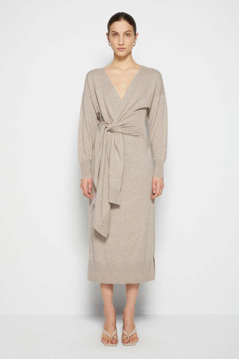 Jonathan Simkhai Skyla Loungewear Knit Wrap Dress - Fawn | Garmentory
