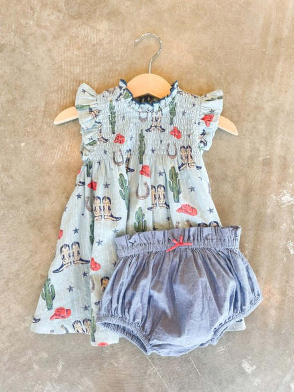 Kids Pink Chicken BABY GIRLS STEVIE DRESS SET - TINY RODEO | Garmentory