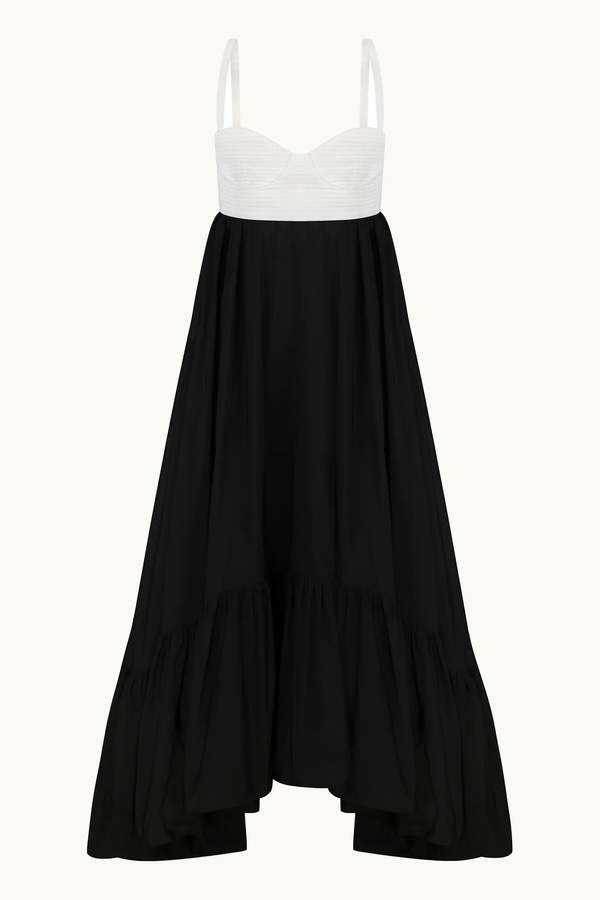 navy blue dress for baby girl Anna October Snowdrop Asymmetric Cotton-blend Maxi Dress in Black main image 1