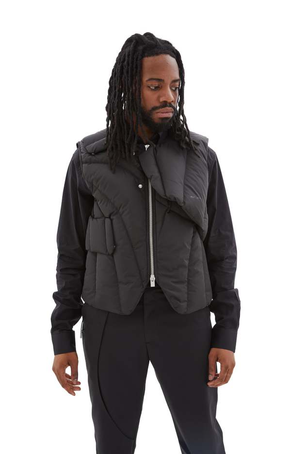 Heliot Emil Layered Down Vest - Black | Garmentory