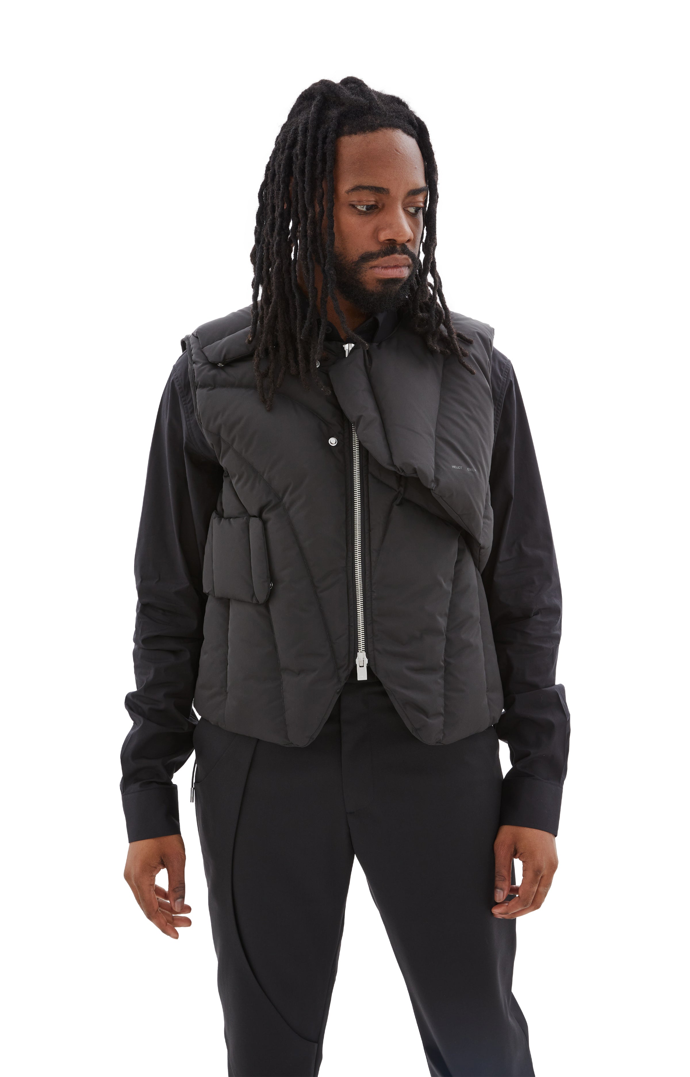 Heliot Emil Layered Down Vest - Black | Garmentory