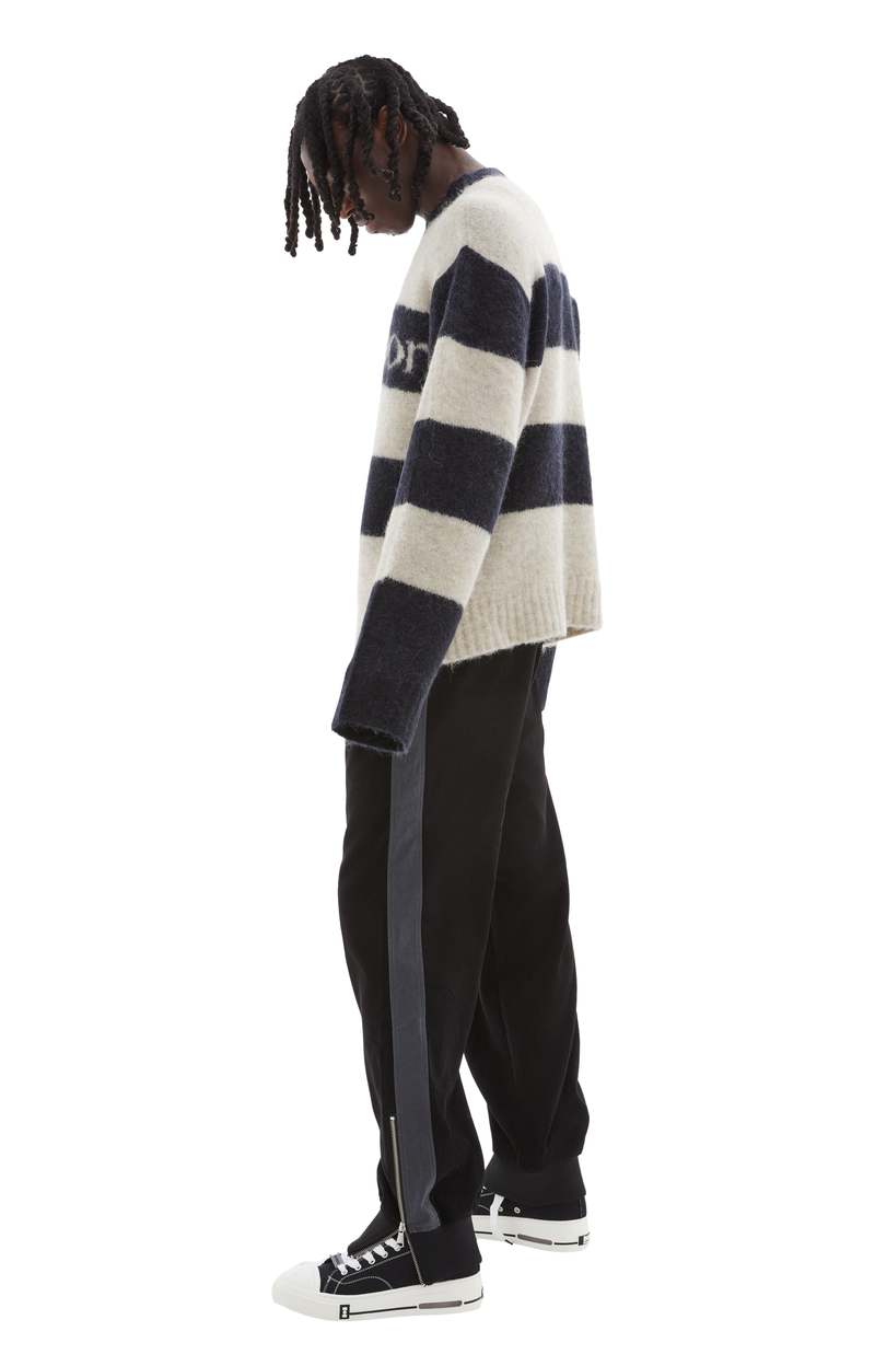 di)vision Striped Logo Knit Sweater - Black/White | Garmentory
