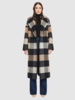 Long Cashmere Blend Coat in Charcoal Camel Plaid - Thumbnail 1