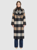 Long Cashmere Blend Coat in Charcoal Camel Plaid - Thumbnail 2