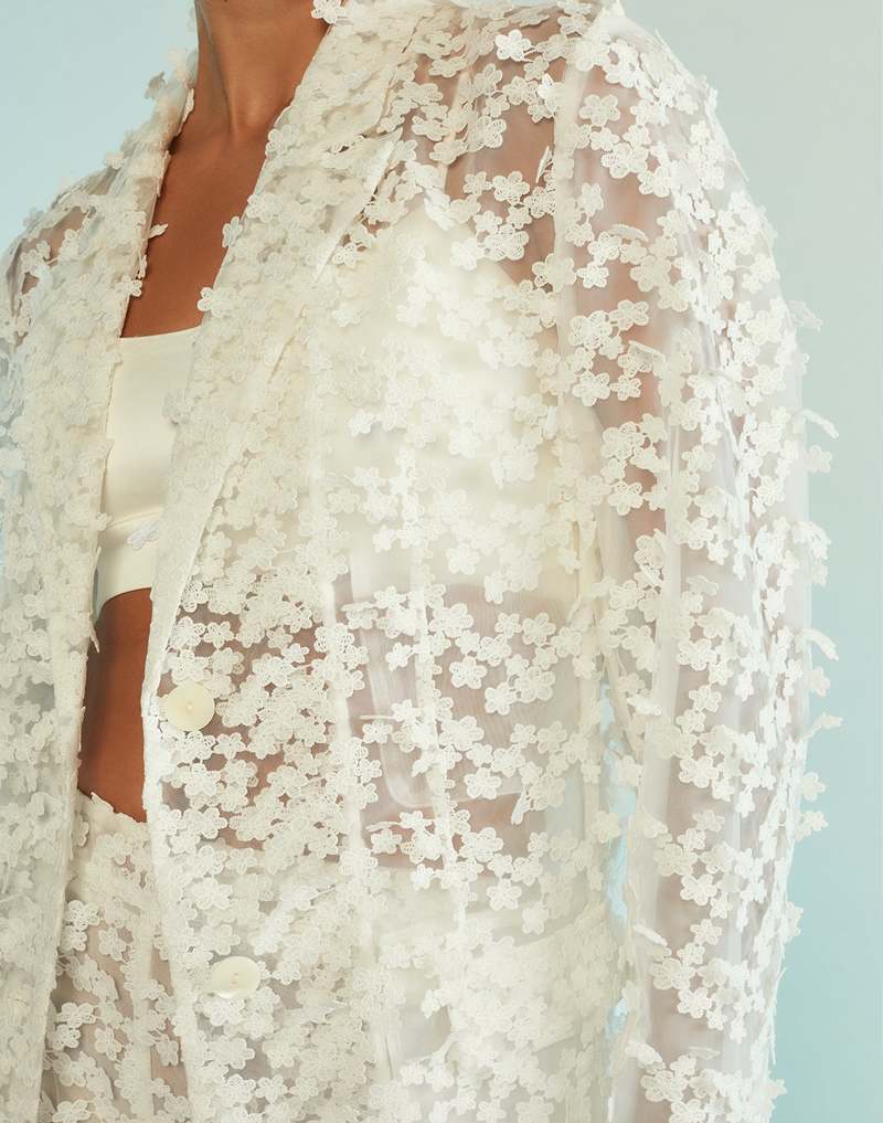 Denim Tulle Blazer