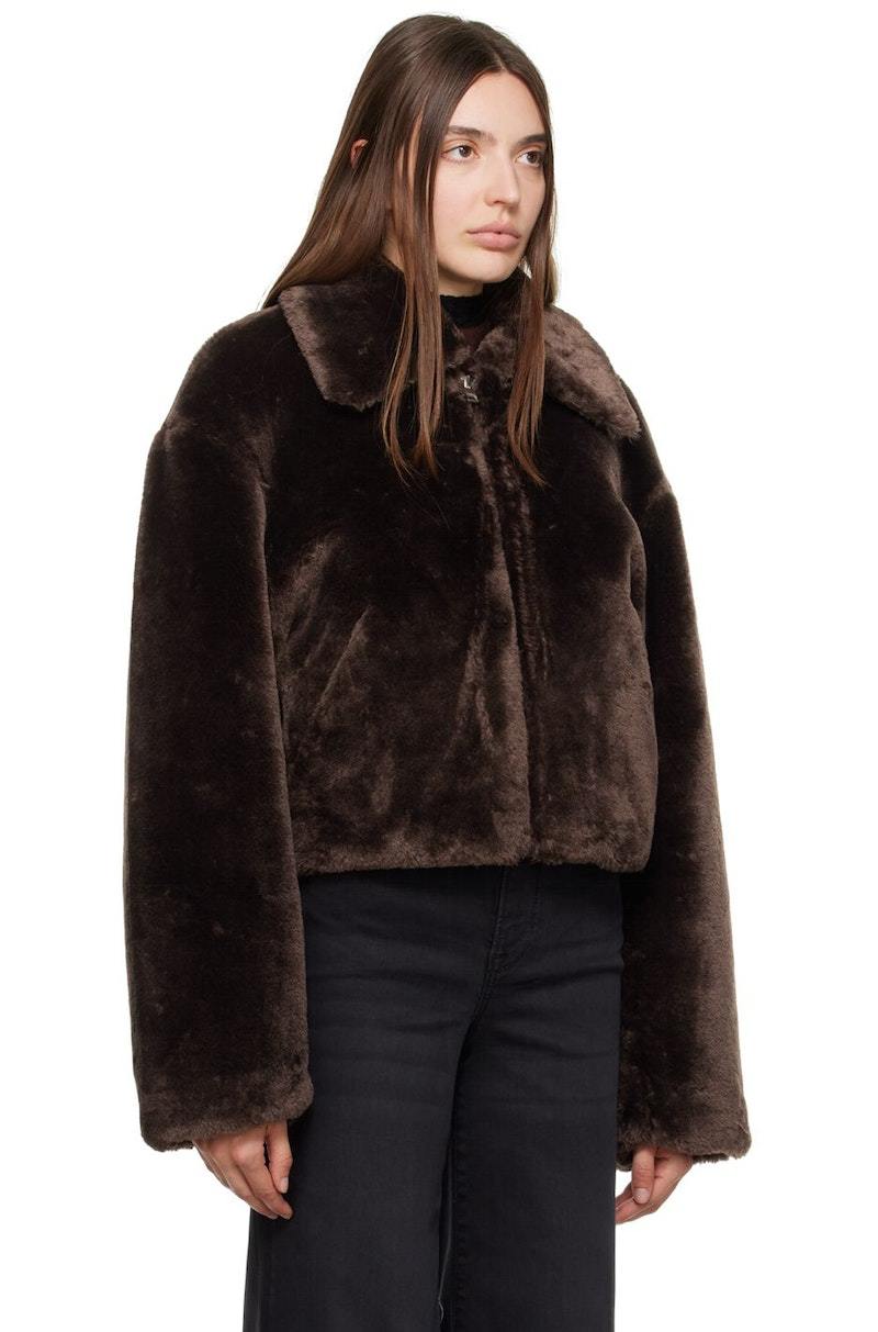 【SCULPTOR】Faux Fur Zip-Up Jacket Brown Faux Fur Zip-Up Jacket Brown – Sculptor
