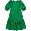 Ali Golden Peasant Dress - Kelly Green Taffeta - Thumbnail 1