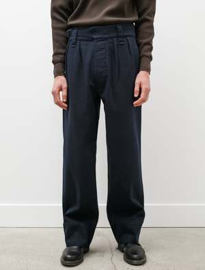 Margaret Howell Cotton Wool Drill Side Cinch Trouser - Ink