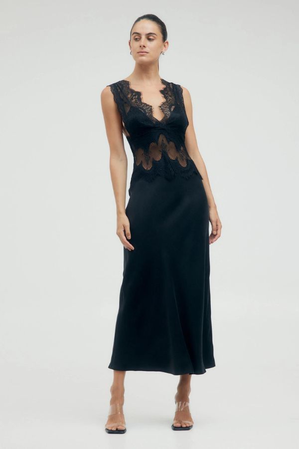 Third Form Visions Lace Deep V Maxi Dress - Ebony | Garmentory Third Form Visions Lace Deep V Maxi Dress - Ebony | Garmentory