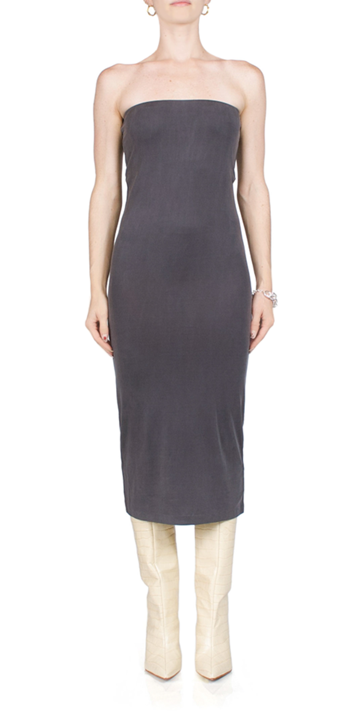 St. Agni Strapless Jersey Midi Dress - Graphite | Garmentory St. Agni Strapless Jersey Midi Dress - Graphite | Garmentory