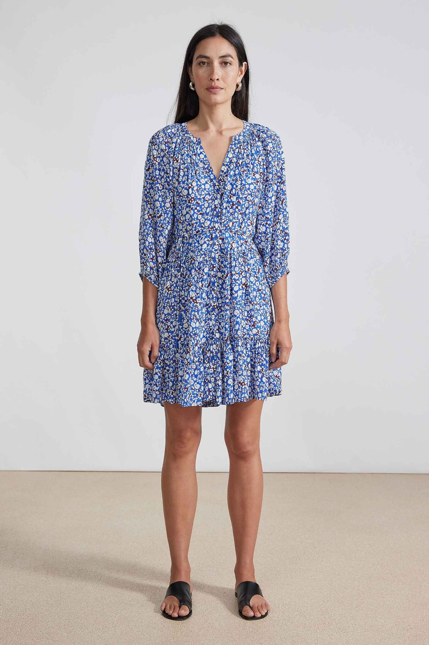 apiece apart blue dress Apiece Apart Mazza Maxi in Microstripe Blue & Cream Microstripe Blue & Cream / S