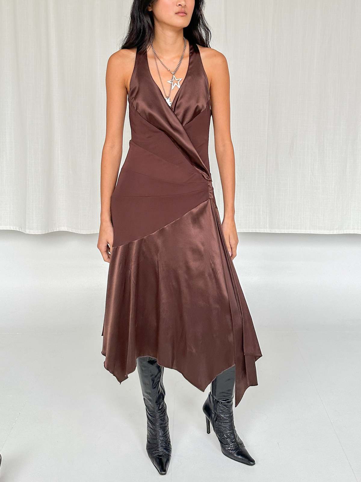 Asymmetrical Drop Waist Dress - Carob | Garmentory