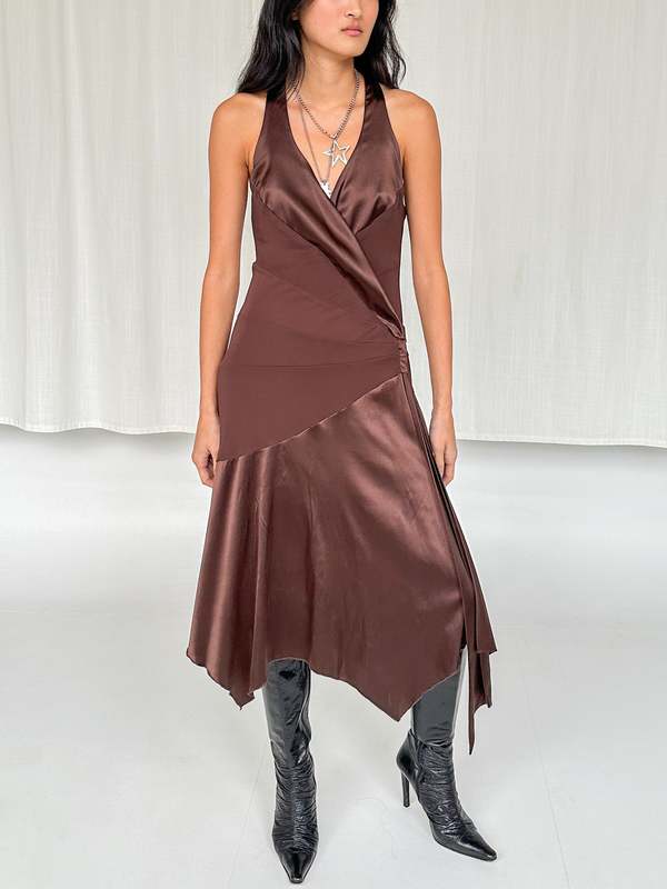 Asymmetrical Drop Waist Dress - Carob | Garmentory