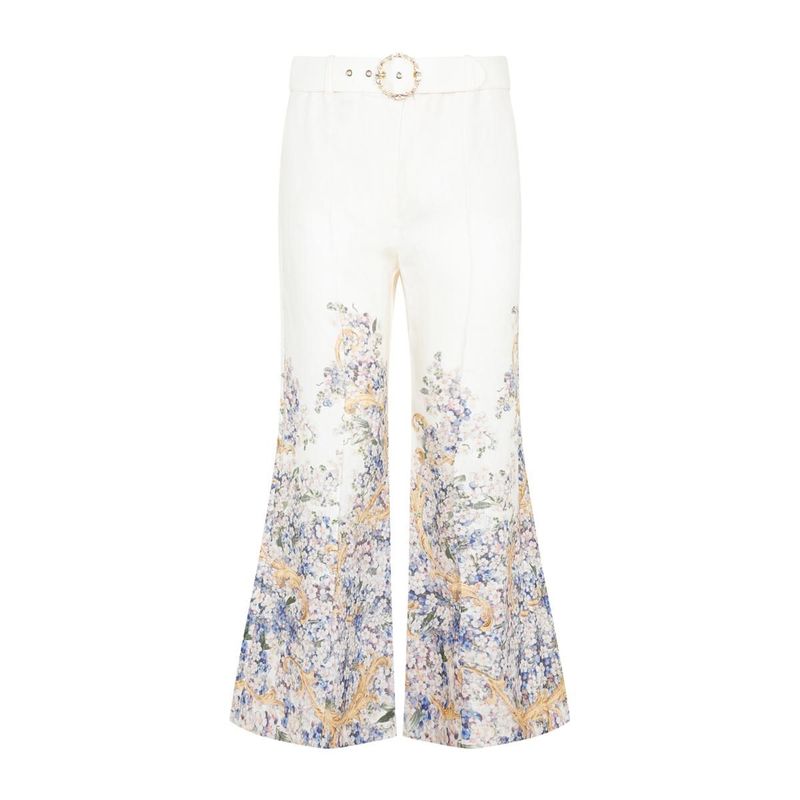 パンツ Zimmermann PANTS (3524PSS254 SGMTFL) Zimmermann Tuck Silk Belted Wide-Leg Pants | Saks Fifth Avenue