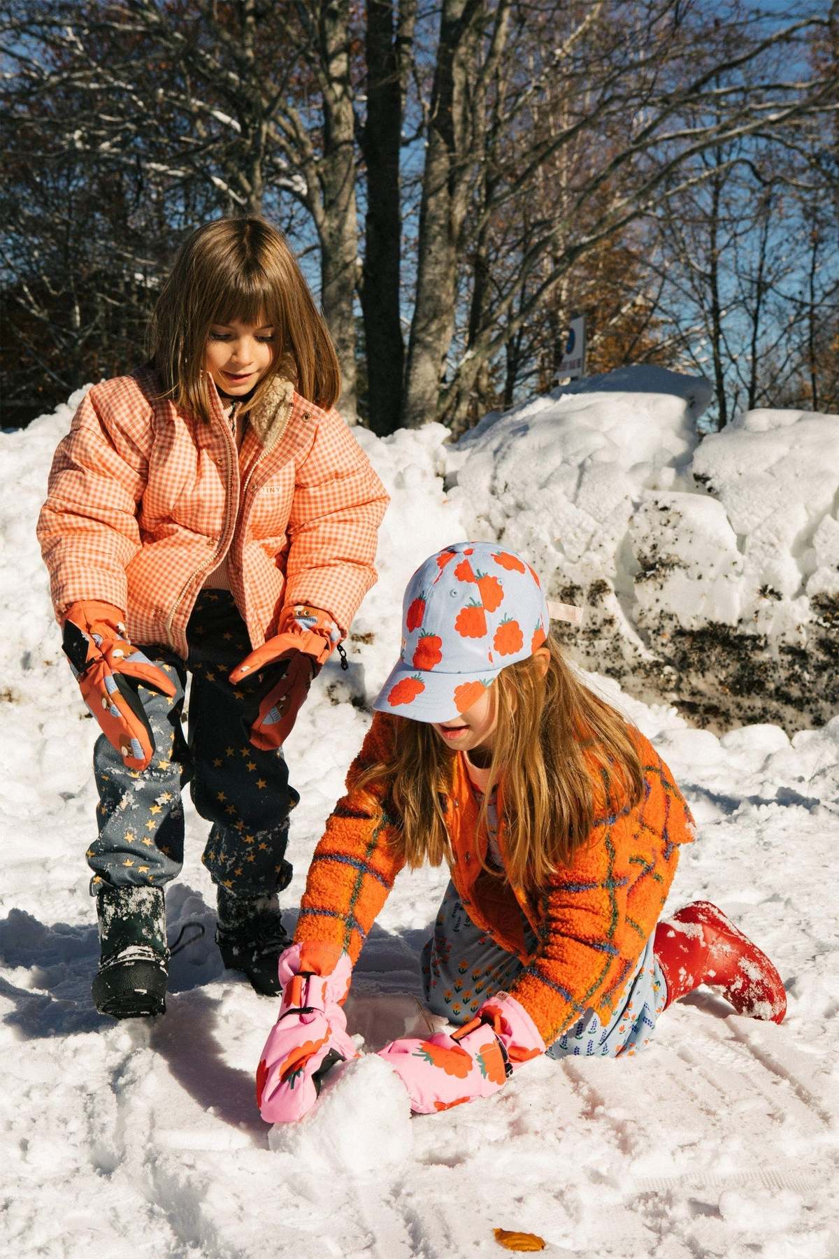 Kids Tinycottons Short Jacket - Bright Orange Check | Garmentory