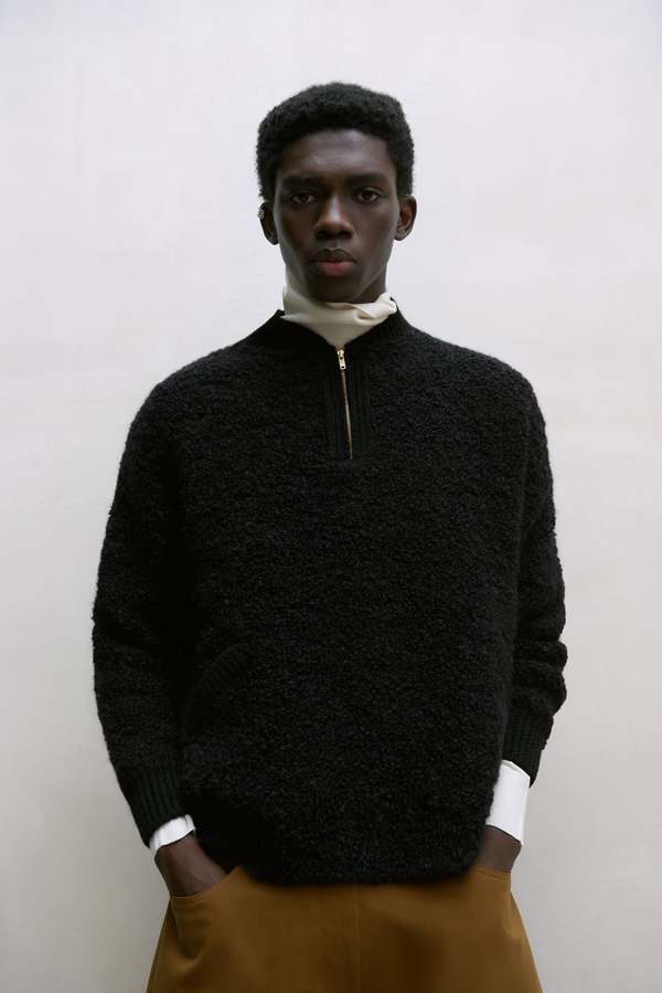 Cordera Wool and Mohair Polo Sweater - Black | Garmentory