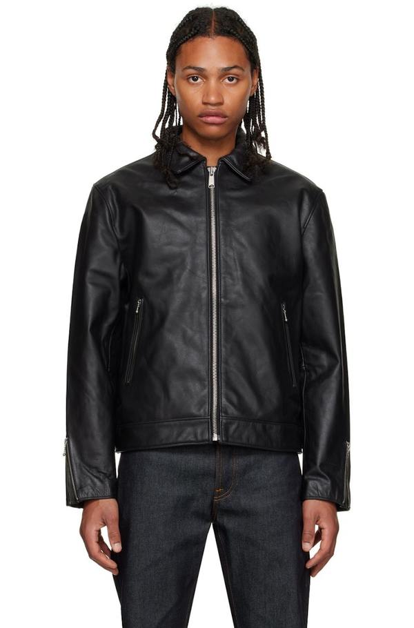 Nudie Jeans Eddy Rider Leather Jacket - Black | Garmentory