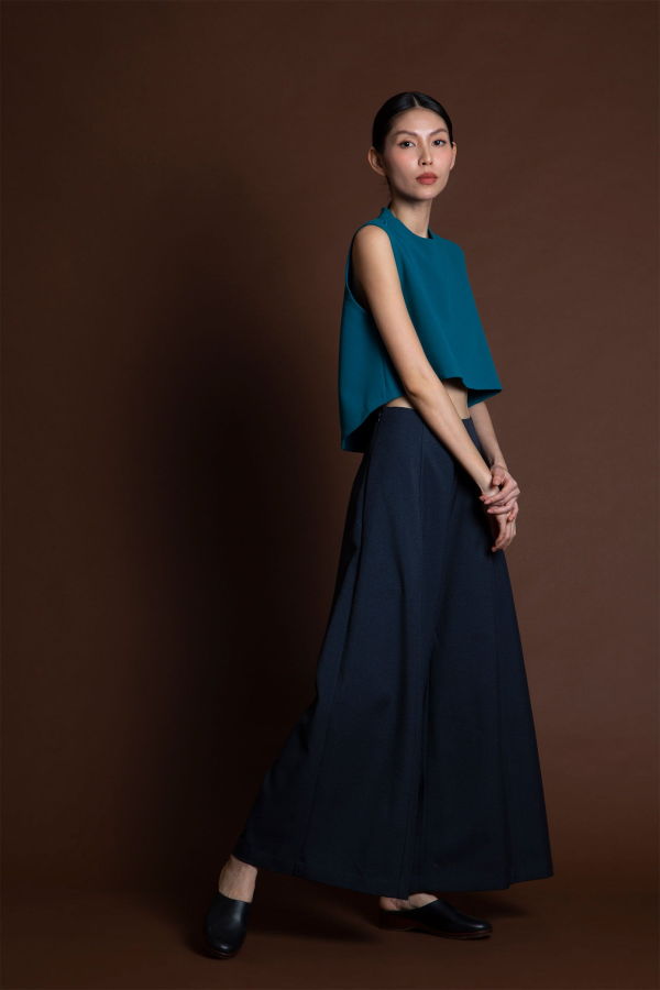 KAAREM Umbrella Four Panel Wide Leg Pocket Pant - Dark Blue